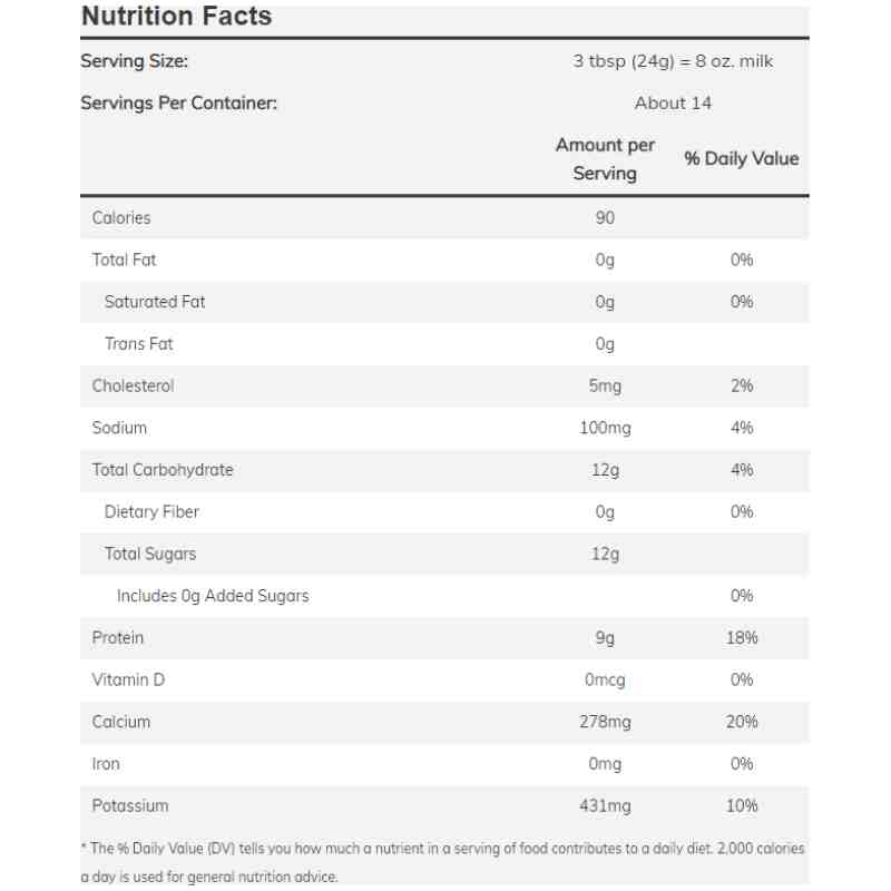Organic Dry Milk With Protein & Calcium - NON FAT - 341 grams NOW