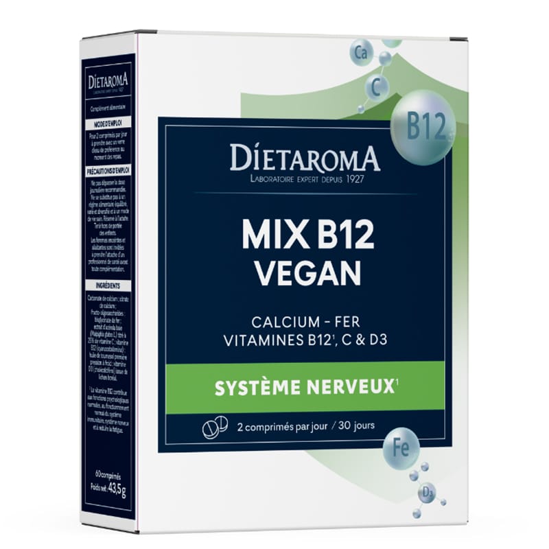 Mix B12 + Fer, D3, Calcium, Vitamin C Vegan/ Витамин В12 + желязо, калций, витамин С и D3 (веган формула) x 60 таблетки