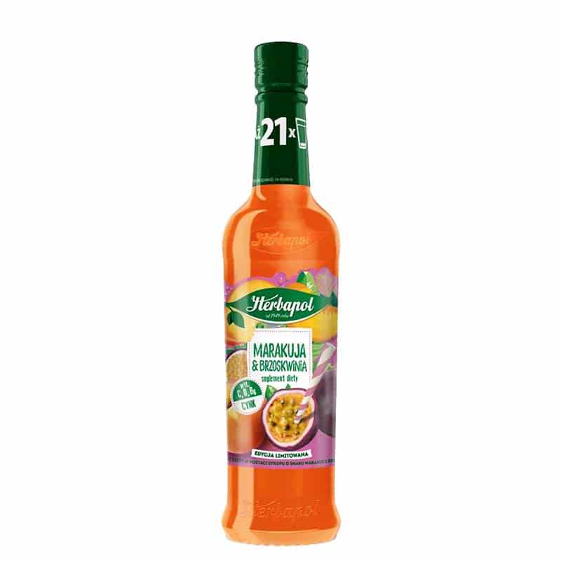 Сироп с маракуя + праскова + витамин С/ D3/ B6 и цинк x 420 ml | Herbapol