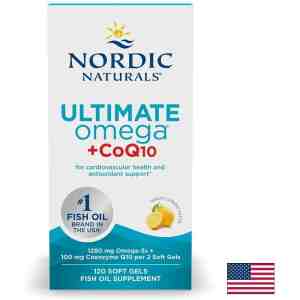 Ultimate Omega + CoQ10 ултимат омега-3 + коензим Q10 50 mg, 120 софтгел капсули с вкус на лимон, Nordic Naturals | Nordic Naturals
